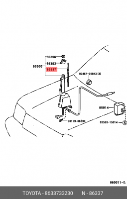 антенна!\ Toyota Camry 2.0/2.4 01-06 86337-33230 TOYOTA