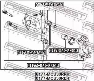 Суппорт задн правый TOYOTA HARRIER 03-12, LEXUS RX 03-08 0177-MCU30RRH 0177-MCU30RRH FEBEST