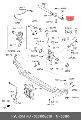 Наконечник рулевой тяги HYUNDAI HD35 правый OE 568905L650 HYUNDAI KIA