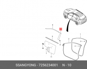 Наклейка двери SSANGYONG Actyon (10-) передней правой (боковая правая) OE 7256234001 SSANG YONG