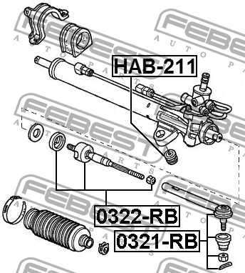 сайлентблок рулевой рейки!\ Honda Odyssey 04> HAB-211 FEBEST