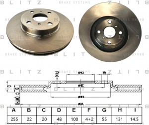 диск тормозной передний!\Toyota Corolla (E10), 91-99 BS0524 BLITZ
