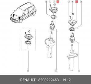 Опора амортизатора RENAULT Megane 2 переднего OE 8200222463 RENAULT
