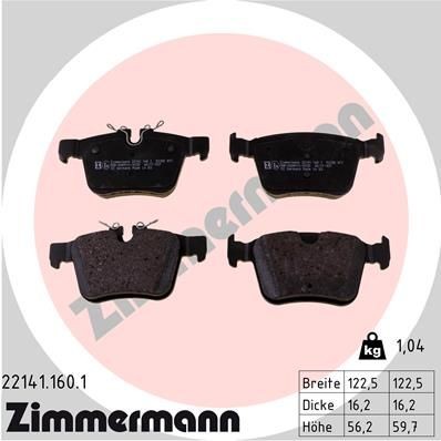 колодки дисковые !задн. 122x56x16 \ Land Rover, Jaguar F-PACE/XE/XF 15> 221411601 ZIMMERMANN