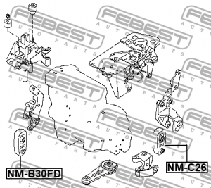 Опора двигателя передняя NISSAN SERENA C25/C26 NM-B30FD NM-B30FD FEBEST