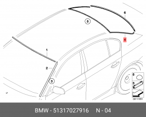 молдинг заднего стекла!\ BMW E60/E61 03-09 51 31 7 027 916 BMW