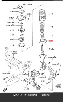 ОПОРА ПРУЖИНЫ АМОРТИЗАТОРА MAZDA L206340A3 MAZDA