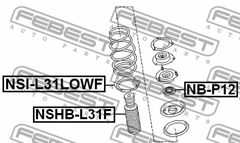 Проставка пружины нижняя NISSAN TEANA J31 2006.04-2008.02 NSI-J31LOWF NSI-J31LOWF FEBEST