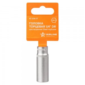 Головка торцевая 1/4" (12) "AIRLINE" (6 граней, глубокая) пласт.подвес AT-S14-17 AIRLINE