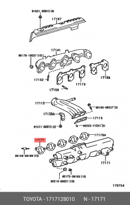 Прокладка выпускного коллектора 17171-28010 17171-28010 TOYOTA