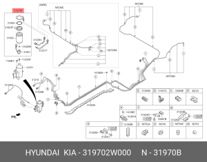Фильтр топливный HYUNDAI Santa Fe (12-) KIA Sorento (12-) (2.2 TDI) в сборе OE 319702W000 HYUNDAI KIA