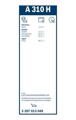 Щетка стеклоочистителя каркасная (330 мм) "BOSCH" (задняя A310H) 3 397 013 049 BOSCH