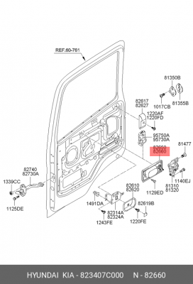 ручка правой двери !наружняя\ HYUNDAI HD120/170/450 823407C000 HYUNDAI