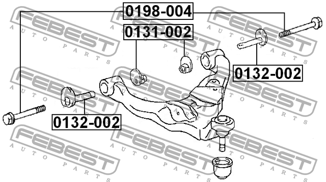 Болт крепления рычага передн подвески TOYOTA LAND XRUISER PRADO 90 96-02 0198-00 0198-004 FEBEST
