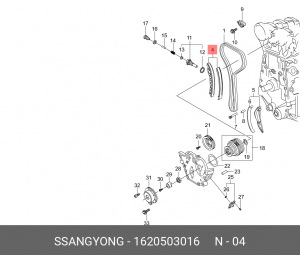 Успокоитель цепи ГРМ SSANGYONG Kyron (06-),Rexton (02-) (E28/32) боковой левый O 1620503016 SSANG YONG