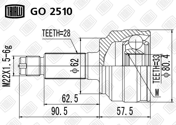 ШРУС наружный HYUNDAI Accent KIA Rio комплект TRIALLI GO 2510 TRIALLI