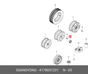 Колпачок SSANGYONG Actyon (06-),Kyron (07-),Rexton (07-) диска колесного OE 4178031231 SSANG YONG