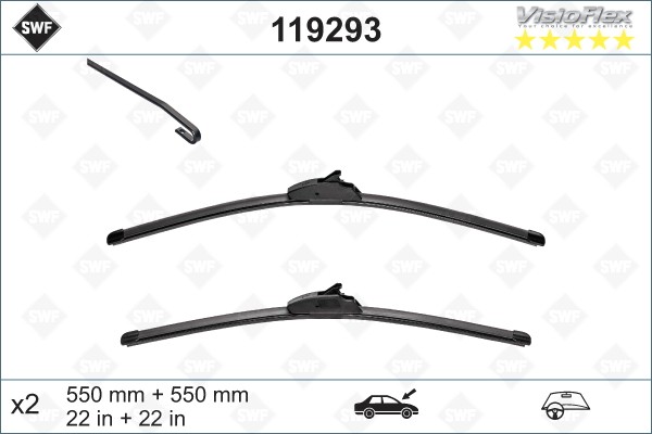 Щетка стеклоочистителя LAND ROVER Discovery (04-) 550/550мм комплект Visioflex S 119293 SWF