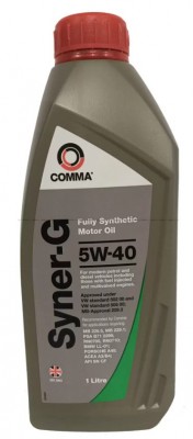 COMMA 5W40 SYNER-G (1L) масло мот.! син ACEA A3/B4,API SN/CF, MB 229.1(3),VW 502 SYN1L COMMA