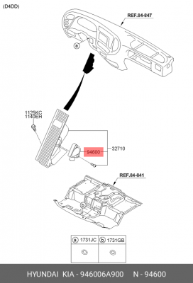 Датчик HYUNDAI HD65,78,120,County дв.D4DD,D4GA,D6GA положения педали газа OE 946006A900 HYUNDAI KIA