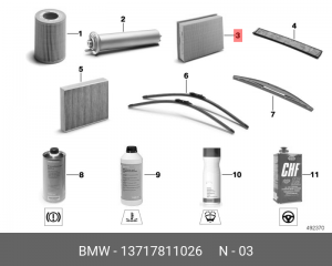 Фильтр воздушный BMW X3 (F25),X5 (E70),X6 (E71) (11-) OE 13 71 7 811 026 BMW