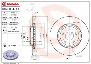 Диск тормозной 09.E034.11 09E03411 BREMBO
