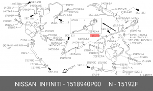 NISSAN ALMERA N16 (2000-2006)/X-TRAIL (T30) (2001- отвод. масл. трубки 15189-40P00 NISSAN