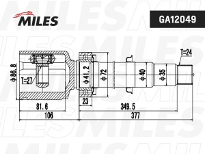 ШРУС внутренний правый Toyota Camry (V70) 2.0 (150 лс) / 2.5 (181 лс)  GA12049 GA12049 MILES