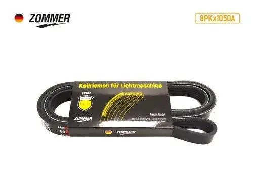 Ремень 1050 (8РК) HOWO, VOLVO ATHLET поликлиновый EPDM 8PK1050A ZOMMER