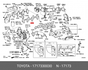 Прокладка выпускного коллектора 17173-30030 17173-30030 TOYOTA