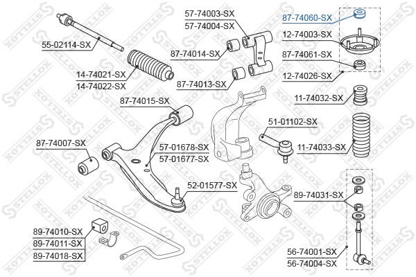 [5621790J00] !подушка опоры амортизатора пер. верхн.\ Nissan Primera P10E/P11/WP 87-74060-SX STELLOX