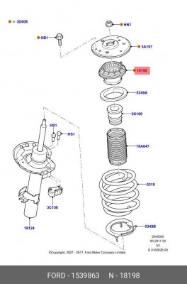 Подшипник опоры FORD Galaxy,S-Max,Mondeo (07-14) амортизатора переднего OE 1 539 863 FORD