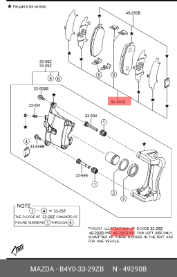 ПРОТИВОСКРИПНЫЕ ПРУЖИНЫ ПЕР.  B4Y03329ZB B4Y0-33-29ZB MAZDA
