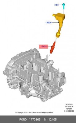 свеча зажигания!\ Ford Focus/Mondeo 1.0EcoBoost 12> 1770305 FORD