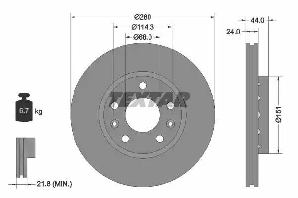 92195505 диск тормозной передний!\ Dacia Duster 1.5D 10>, Renault Megane 1.2-2.0 92195505 TEXTAR