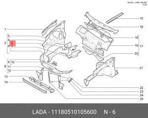 Соединитель порога ВАЗ-1118 правый (поддомкратник) АвтоВАЗ 11180-5101056-00 LADA VAZ