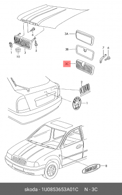 решётка радиатора! чёрный пластик\ Skoda Octavia A4 Tour 1U0 853 653 A 01C VAG