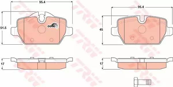 Колодки задние BMW 1 E81, F20, 3 E90, MINI (R60, R61) GDB1612 GDB1612 TRW