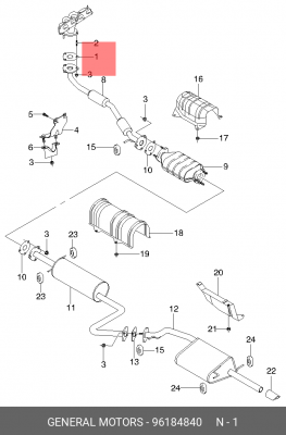 Прокладка катализатора CHEVROLET LANOS/AVEO 96184840 96184840 GENERAL MOTORS