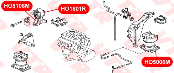 HO1801R САЙЛЕНТБЛОК ПРАВОЙ ПОДУШКИ ДВИГАТЕЛЯ HO1801R VTR