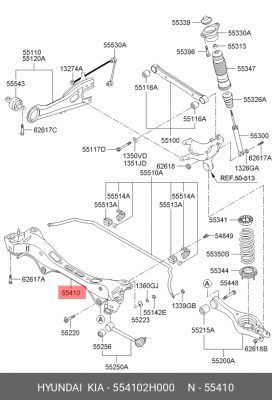 Балка HYUNDAI Elantra (06-) i30 (07-) задняя OE 554102H000 HYUNDAI KIA