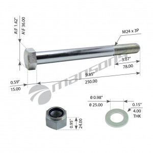 Болт к-кт гайкой и шайбой М24х3х250 TRS4732 MANSONS