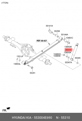 Амортизатор KIA Bongo 3 (06-) (2WD) задний газовый OE 55300-4E690 HYUNDAI KIA