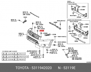 болт крепления решетки радиатора!\ Toyota Rav 4 10> 53119-42020 TOYOTA