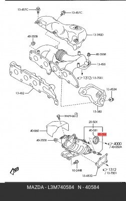 MAZDA 6 (GG) (2002-2007) M10X75 глушителя L3M7-40-584 MAZDA