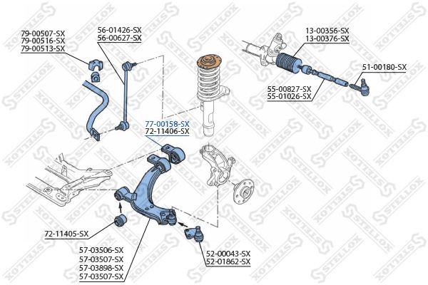 сайлентблок рычага зад.!\ Citroen Xsara Picasso 1.6-2.0HDi 99> 77-00158-SX STELLOX