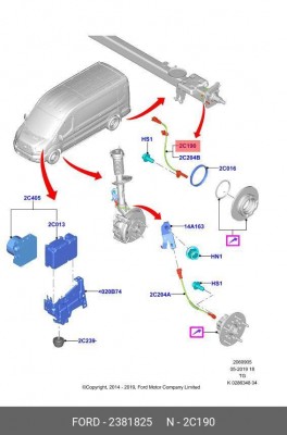 датчик ABS задний!\ Ford Transit 2.2TDCi 14> 2381825 FORD