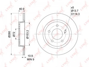 диск тормозной задн.!\ Mazda 3 2.0-2.5 03>/5 1.8-2.0 05>/Premacy 2.0 05> BN-1066 LYNXAUTO