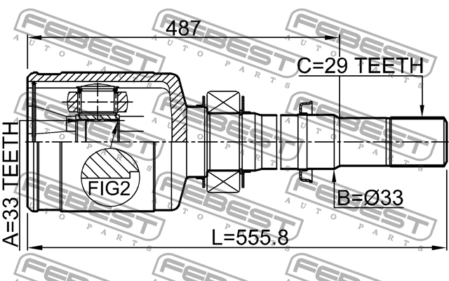 ШРУС внутр правый NISSAN X-TRAIL RUSMAKE T31R 2009.10- 0211-T31MTRH 0211-T31MTRH FEBEST