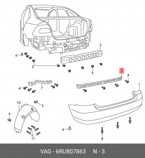 накладка бампера!\ VW Polo RUS 10-15 6RU 807 863 VAG